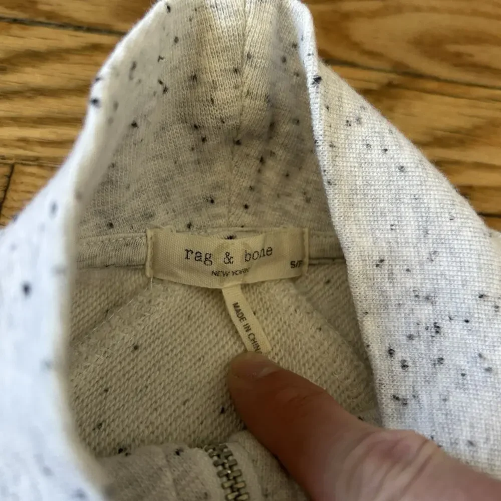 Rag & Bone Speckled Full Zip Track Jacket Sweatshirt Organic Cotton Small